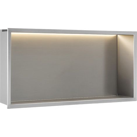 NICHE DE SALLE DE BAIN LED REA BRUSH STEEL 30X60 (1/5)