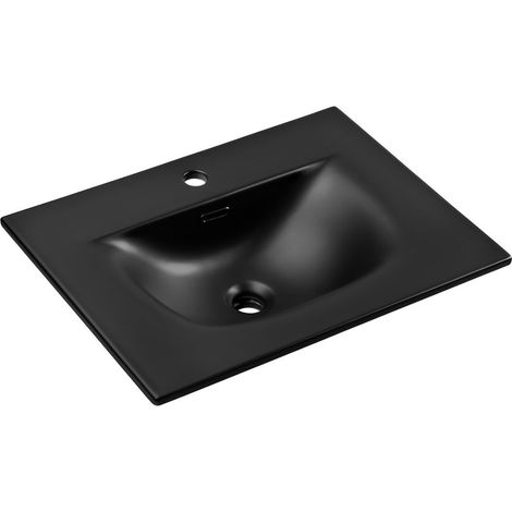 Vasque à encastrer VELOA 60 cm en céramique noir mat