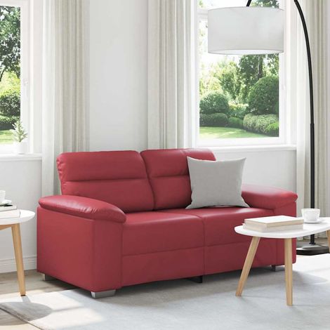 vidaXL Sofá de 2 plazas color rojo vino, 160x81x84 cm, piel sintética (1/5)