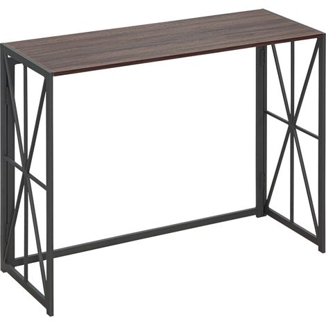 Beyamis Klappbarer Konsolentisch im Industriestil für den Eingangsbereich, Holz und Metall, 100 x 38 x 80 cm, Braun