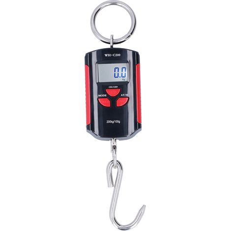 Balance pour grue 200 kg, crochet de suspension robuste, Steelyard, portable, électronique, rétroéclairage HD (rouge/noir) (1/5)