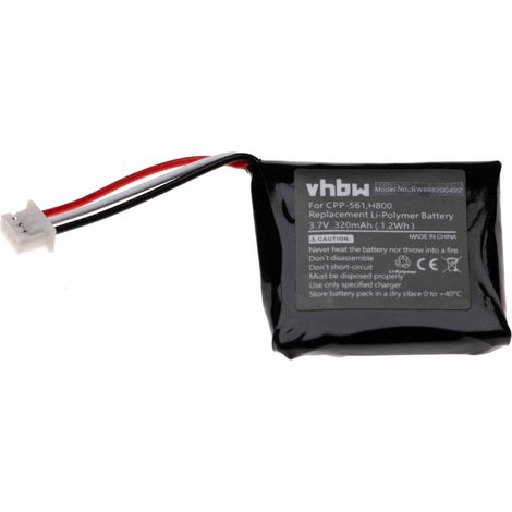 vhbw Replacement Battery compatible with Logitech H820, H820e Wireless Headset Headphones (320mAh, 3.7V, Li-Polymer)