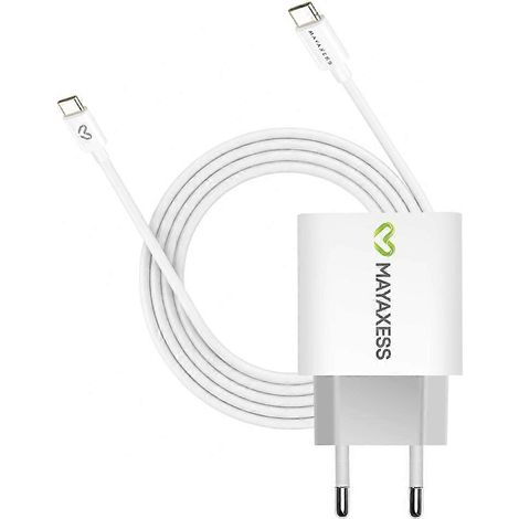 Chargeur Sector 20W compatible avec Pixel 9a + câble de données USB-C de 1 mètre, blanc. (1/5)