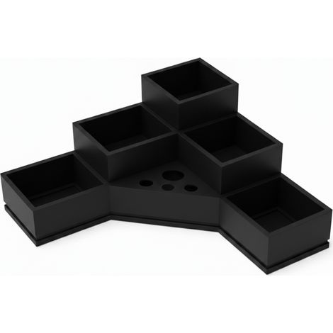 Schwarzer Badezimmer-Organizer für Kosmetikartikel und Zahnbürsten, 5 Fächer, 4 Löcher (1/3)