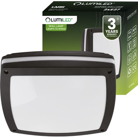 Lámpara de jardín, aplique, lámpara de techo, 2x E27 cuadrada LARIS LUMILED (1/5)