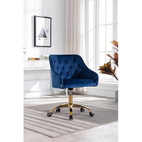 Velvet Swivel Office Chair, Dressing Table Chair, Fabric Office Chair, Pretty Novelty Office Chair, Gold Office Chair for Girls, 360° Adjustable Reception Chair (1/5)