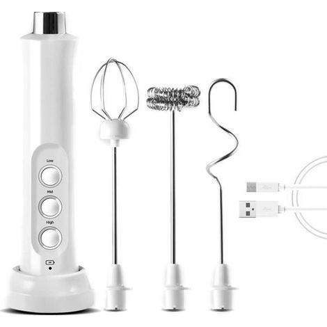 Mousseur à Lait Électrique - WIRLSWEAL - 3 Vitesses - USB Rechargeable - 3 types de têtes (1/4)