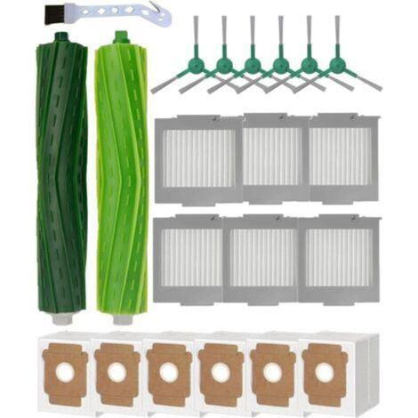 Lot de 21 pièces de rechange pour aspirateur robot iRobot Roomba Max 705 Vac/Plus 504 Vac, kit d'accessoires avec 2 brosses principales 6 sacs à poussière 6 filtres HEPA 6 brosses latérales (1/5)