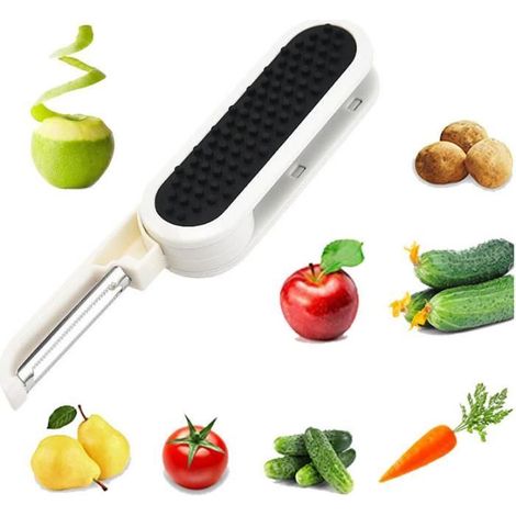 Éplucheur de légumes - Multifonctionnel - Portable - Acier Inoxydable - Design Ergonomique - Noir et Blanc (1/4)