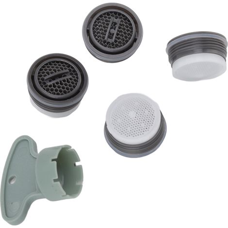 Lot de 5 aérateurs de robinet M20, pièce de rechange professionnelle à insérer, avec clé pour salle de bain et cuisine. (1/5)