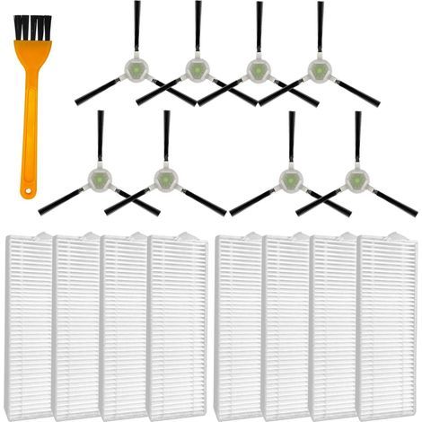 Parti di ricambio compatibili con gli aspirapolvere robot Lefant M210/M210S/M210B/M213 e OKP Life K2/K3/K3A/K4/K5 - 8 spazzole laterali, 8 filtri HEPA