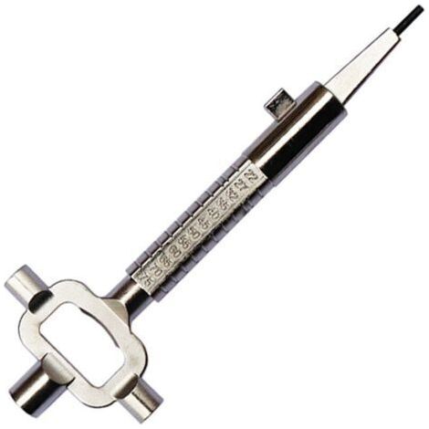 Clé De Construction, Clef Carré, Clef Passe Partout, Avec Échelle De Mesure De La Longueur Des Cylindres (1/4)
