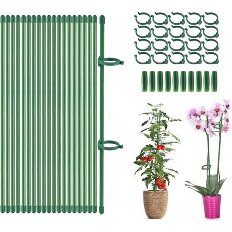 Tuteurs pour plantes 1 kit (40 pièces), 20 tuteurs + 20 clips + 10 rallonges Convient à la croissance et à la protection des plantes (1/5)
