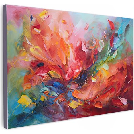 CUADRO EN LIENZO Pintura al óleo - Arte - Abstracto - Colorido Cuadros Decoracion Salon Modernos 120x80 cm