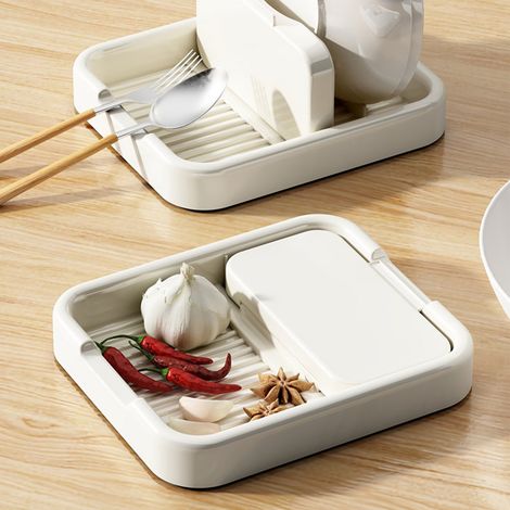 Porte-couvercle pliable avec support ustensiles multifonction pour spatule baguettes cuillère cuisine (1/5)