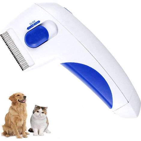 Peigne électrique anti-puces pour animaux, brosse anti-poux électrique pour animaux, peigne à dents larges, grattoir pour chiens, nettoyeur de poils de chat (1/5)