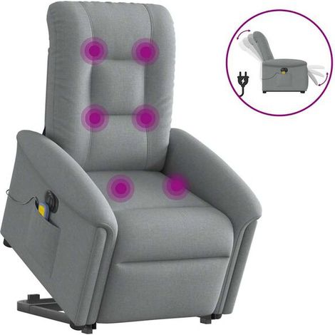 Chaise longue électrique réglable en tissu gris avec fonction de massage intégrée – Lit de relaxation ergonomique pour salon ou chambre (1/5)