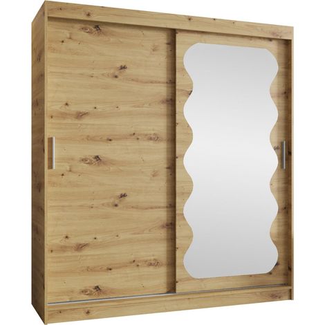 Armario Hartford 578, Roble Artisan, 200x180x62cm, Puertas de armario: Correderas, Número de estantes: 9