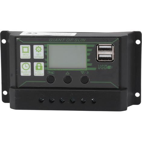Contrôleur de charge solaire avec écran LCD, double port USB, charge PWM, boîtier ABS 5 V, régulateur pour panneaux solaires 200 A (1/5)