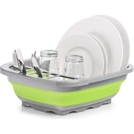 Zeller 26625 - Scolapiatti pieghevole, in plastica, colore: Grigio/Verde (1/4)