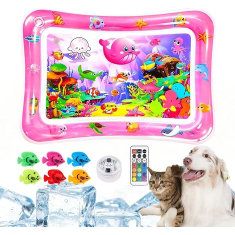 Tapis d'eau rafraîchissant, tapis sensoriel anti-fuite, coussins de jeu interactifs pour chat, jouets pliables pour l'extérieur, couverture d'activités d'été gonflables pour l'exercice en intérieur (1/5)