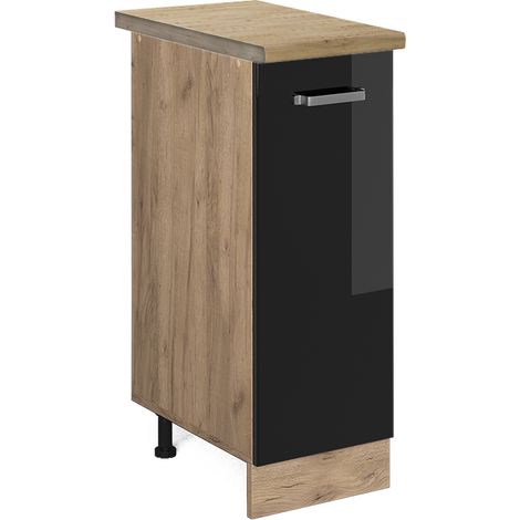 Armadio cucina dispensa alto R-Line, Nero lucido, 30 cm , PL Rovere, Vicco
