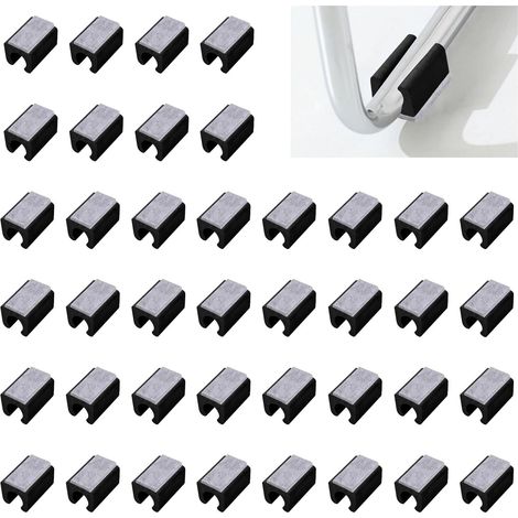 Lot de 40 patins pour pieds de chaise, 11–12 mm, protège-sol en plastique avec feutre en U, antidérapants, pour bases rondes en glissière (noir) (1/5)