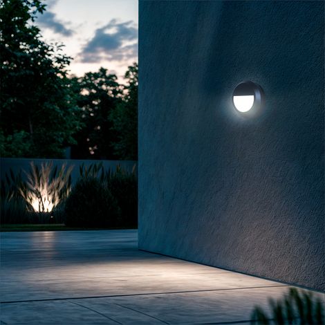 Segnapasso LED per Esterno da Superficie Parete Circolare Antracite Edulis 4000K Bianco Naturale