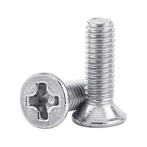 Lot de 100pcs M3 Vis Tête Plate Fraisée Cruciforme Entièrement Filetée en Acier Inoxydable 304 pour Machines(M310mm).