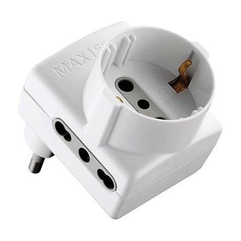 ADATTATORE TRIPLO 16A-16A+SCHUKO ELECTRALINE - BIANCO 2P+T ASIMMETRICO- 5 pezzi
