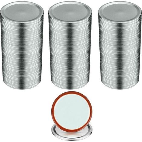 100PCS Couvercles de Bocaux à Conserve - Bouche Régulatrice 70mm, Métal avec Anneau d'Étanchéité, Modèle Argent (1/4)