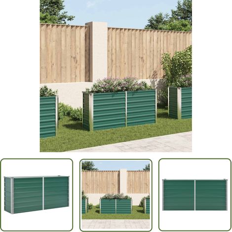 The Living Store Lit surélevé de jardin Acier galvanisé 160x40x77 cm Vert - Jardinière - Pot De Fleurs Extérieur - Bac À Plantation - Jardin Vertical - Décoration Jardin (1/5)