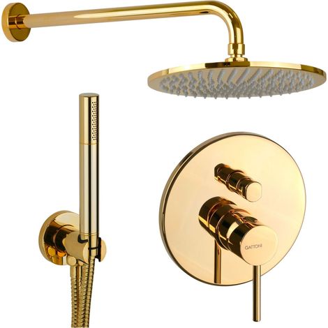Kit doccia completo colore oro con miscelatore 2 uscite Gattoni Easy 1490/PDD0 Oro