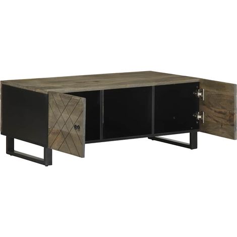Table basse Table de salon Table de café noir 100x54x40 cm bois massif de manguier (1/5)