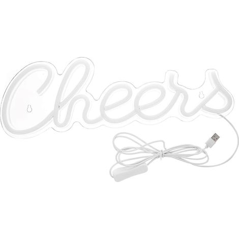 Enseigne lumineuse néon décorative blanche « Cheers » pour la maison, le bar ou les fêtes (lot de 4) (1/5)