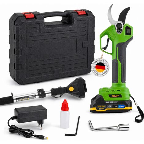 Tijeras para podar con batería Procraft ES32Li 20 V sin escobillas + 1 batería de 2,0 Ah + cargador + maletín (1/5)