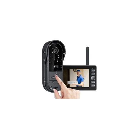 Sonnette sans Fil Extérieur Étanche avec Caméra, Visiophone sans Fil Écran 4.3 Pouces, Interphone Vidéo 1080P sans WiFi ni Application, 170° Grand Angle, Audio Bidirectionnel, Vision Nocturne