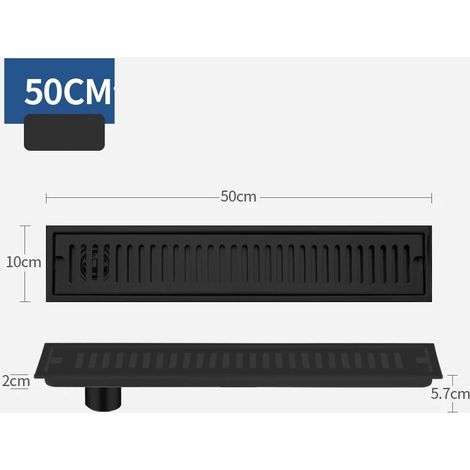 (B-50CM Side Row)Long Floor Drain Bathroom Stainless Steel 304 Thickened Large Capacity Anti-odor Shower Room Rectangular (1/4)