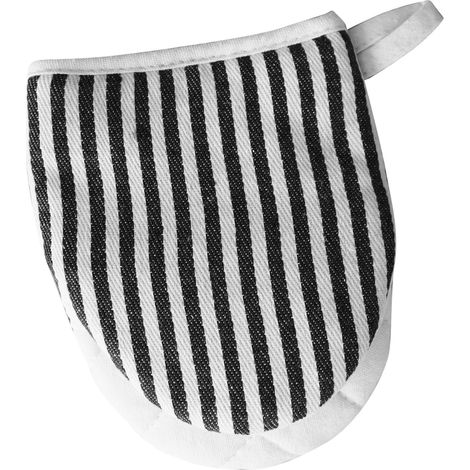Dicke, hitzebeständige, gestreifte Mikrowellenhandschuhe aus Baumwolle mit Kordelzug, schwarz (1/5)
