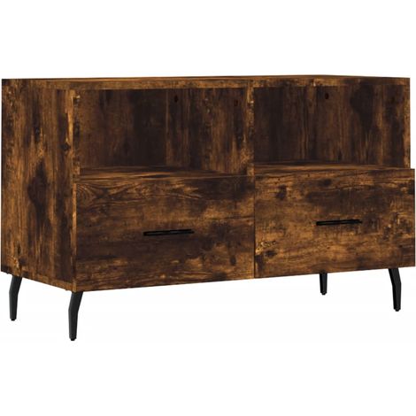 Mobile TV multimediale scaffale per televisione televisione buffet sala da pranzo soggiorno camera da letto rovere affumicato 80 x 36 x 50 cm derivati del legno marrone 020027398