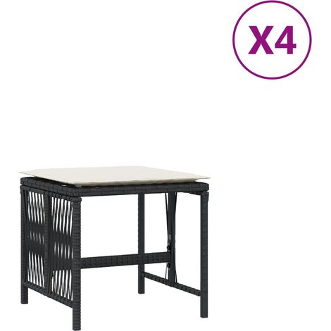 Tabourets de jardin,Repose-pied et coussins lot de 4 noir 41x41x36 cm rotin CFW31308 (1/5)