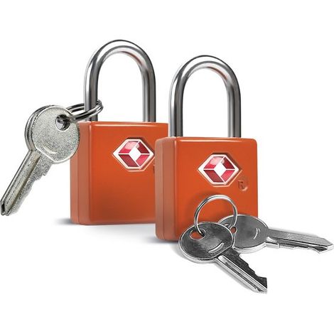 Lot de 4 cadenas homologués TSA，Cadenas de voyage en alliage de zinc et plastique ABS avec clés assorties，Petit cadenas de sécurité pour valise (1/5)