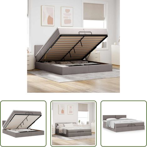 vidaXL Taschenfederkern - Ottoman-Bett mit Matratze Taupe 200x200 cm Stoff (1/5)