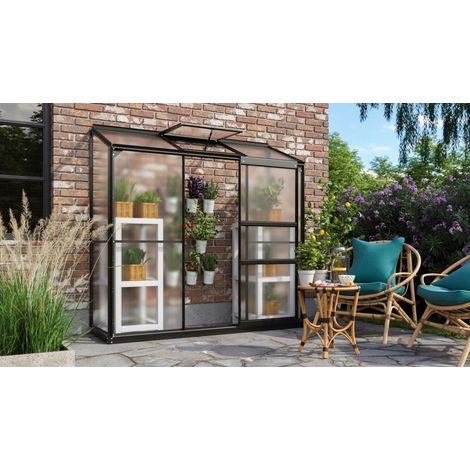 Vitavia Anlehn-Gewächshaus "Ida 1300", schwarz, 1,3 m², 4 mm HKP (1/4)