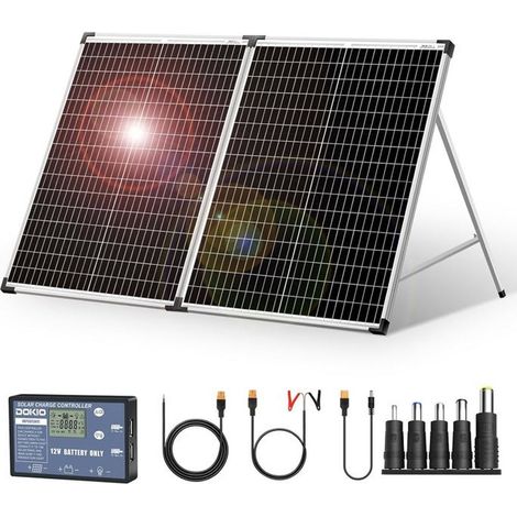 1 panneau solaire pliable 100 W, monocristallin 18 V, régulateur de charge intégré 10 A, écran LCD, pour camping, vanlife et usage mobile