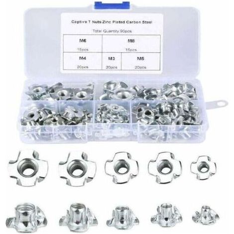 VURAHOME - 90-teiliges T-Nut-Set für die Holzbearbeitung, M3/M4/M5/M6/M8, für Möbel und Holzbearbeitung (1/5)