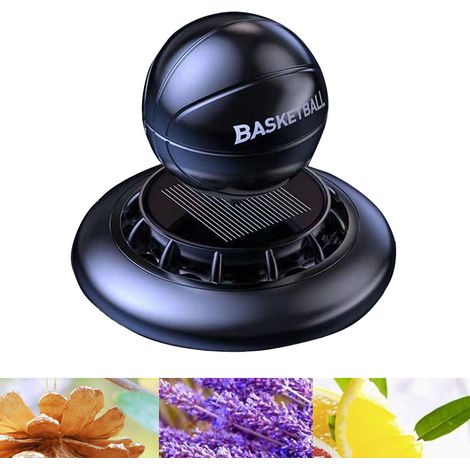 Désodorisant solaire pour voiture, rotatif, en forme de ballon de football, en alliage robuste au design élégant, pour la décoration de votre véhicule, noir brillant. (1/5)