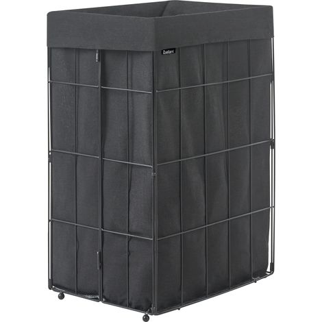 Cesto para la ropa sucia plegable estructura de metal forro de tela hecho a mano cuarto de baño 72l negro Culpina