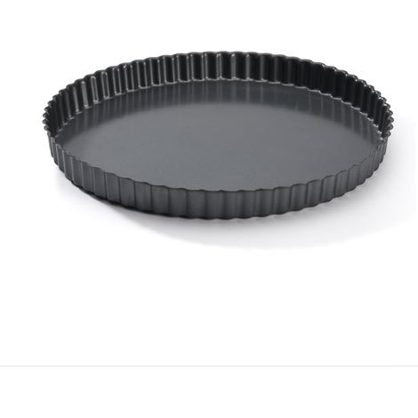 Molde redondo para pasteles con bordes ondulados, de acero antiadherente, 20 cm de diámetro, color negro. (1/4)