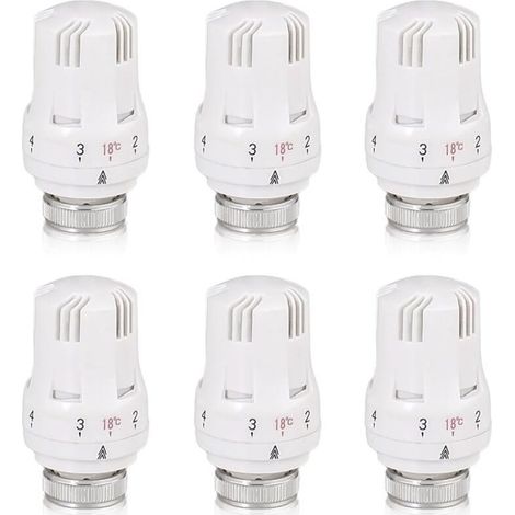 Tête thermostatique radiateur M30 x 1,5 – Lot de 6 pièces – Régulation automatique de température – Protection anti-gel (1/5)